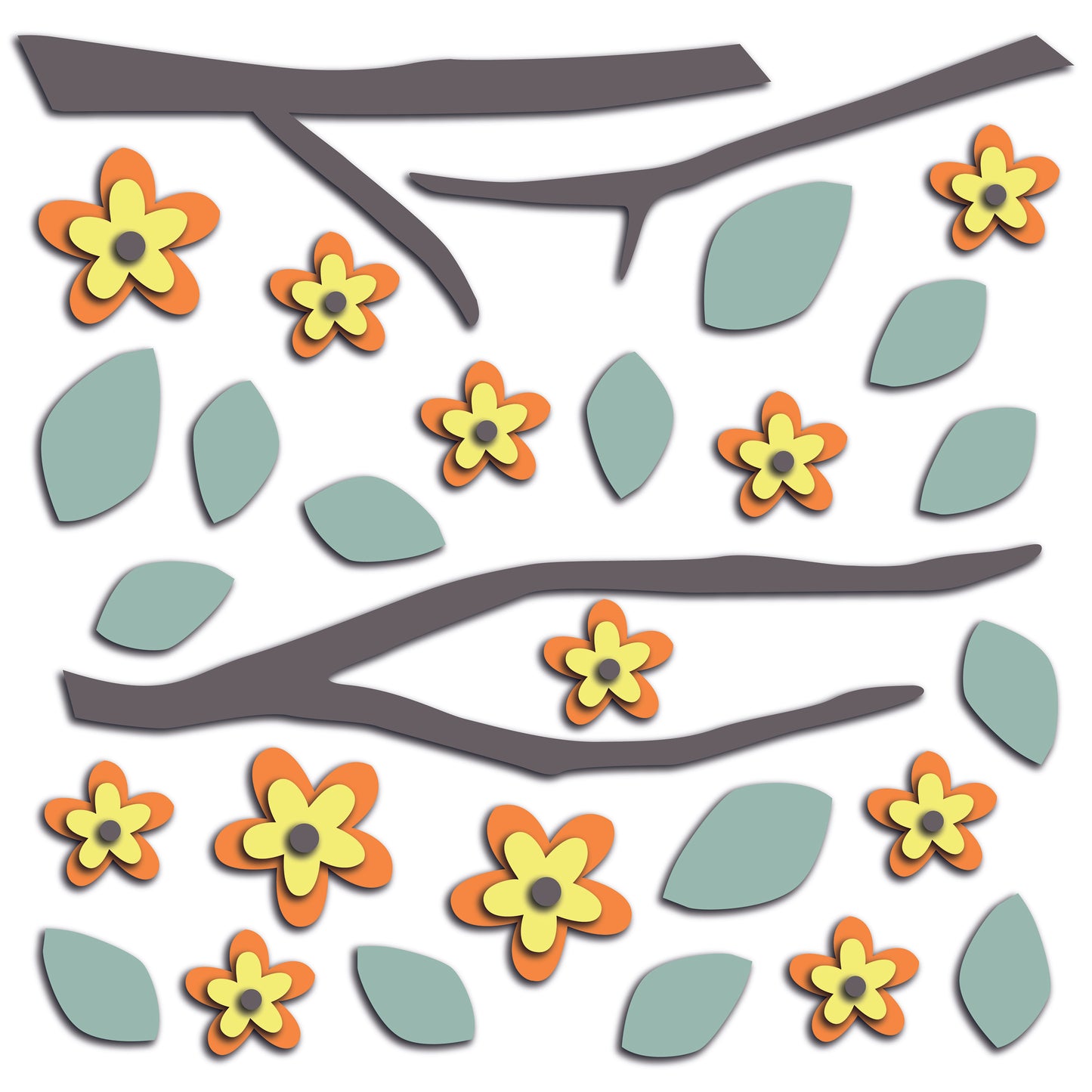 3D FLOWER BRANCH FOAM STICKER 31.5X34