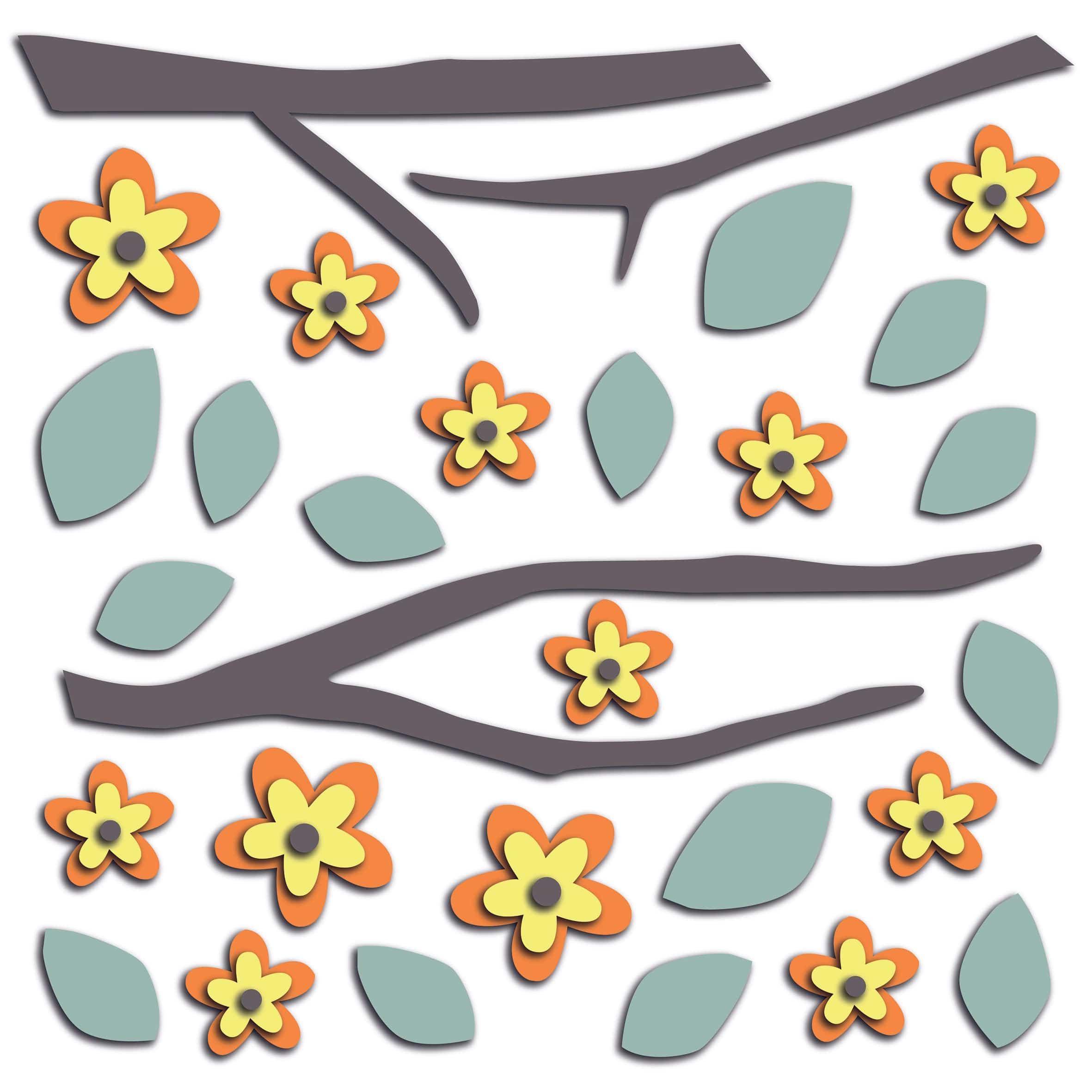 Bricocenter 3D FLOWER BRANCH FOAM STICKER 31.5X34
