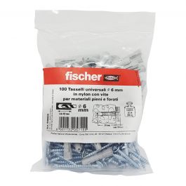 6 MM DOWELS WITH 100 FISCHER SCREWS, 100 PIECES