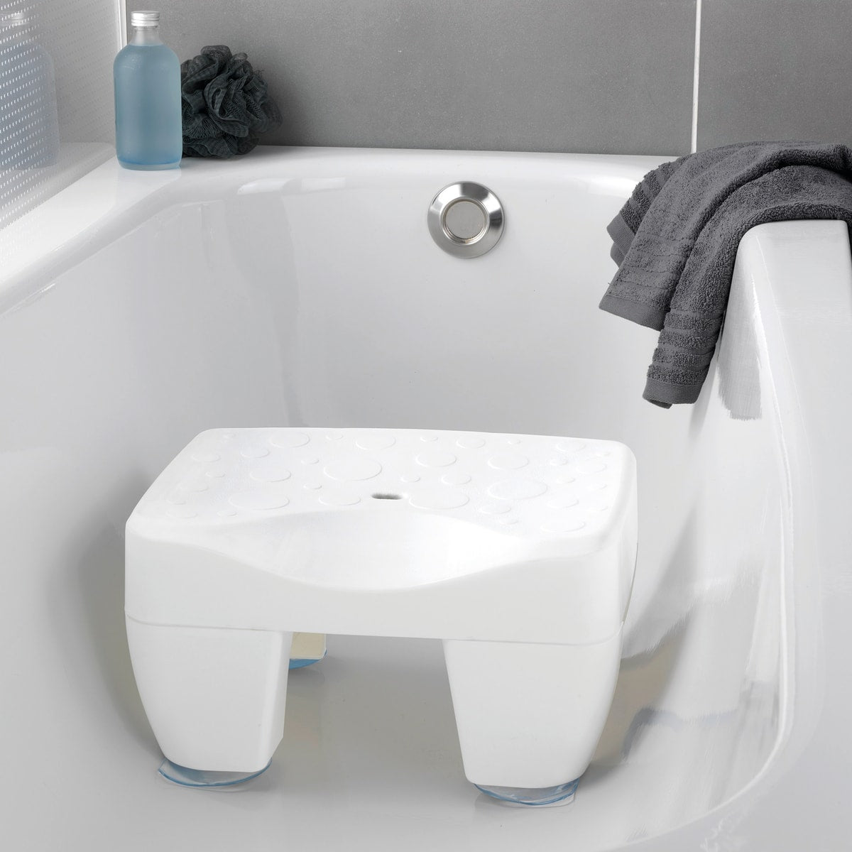 BATHTUB SEAT W 31 D 40 H 21 CM WHITE PVC WITH SUCTION CUPS CAPACITY 150 KG - SECURA