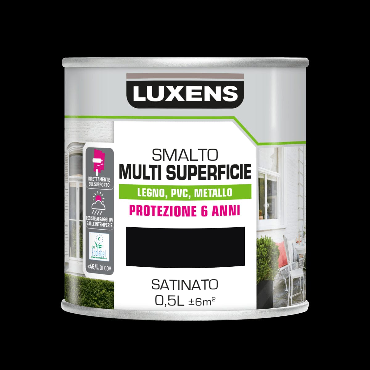 Bricocenter LUXENS MULTI-SURFACE ENAMEL BLACK SATIN 500ML
