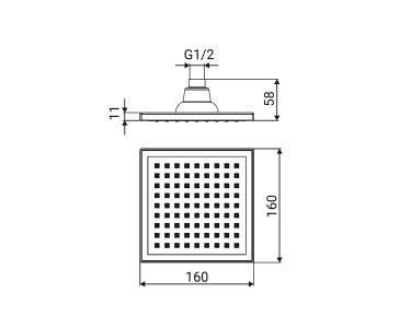 Square ABS Shower Head with 1 Spray Finish