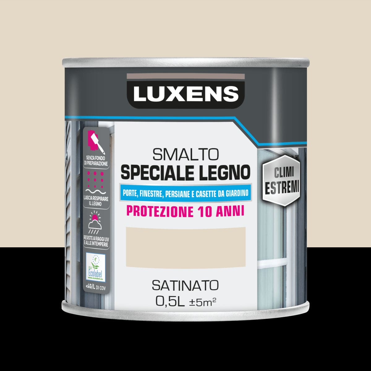 Bricocenter WOOD GLAZE EXTREME CLIMATES CREAM SATIN FINISH 500ML LUXENS