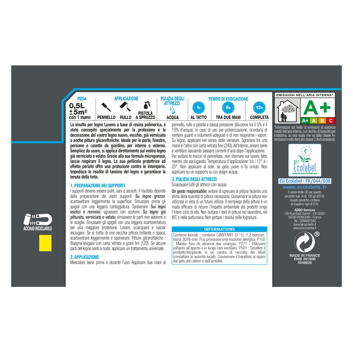 Bricocenter WOOD GLAZE EXTREME CLIMATES CREAM SATIN FINISH 500ML LUXENS