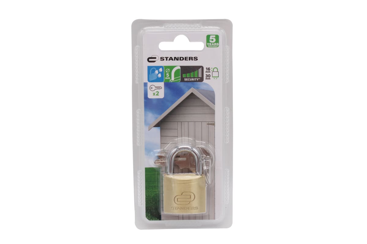 INDOOR/OUTDOOR PADLOCK SHORT ARC 30MM. BRASS