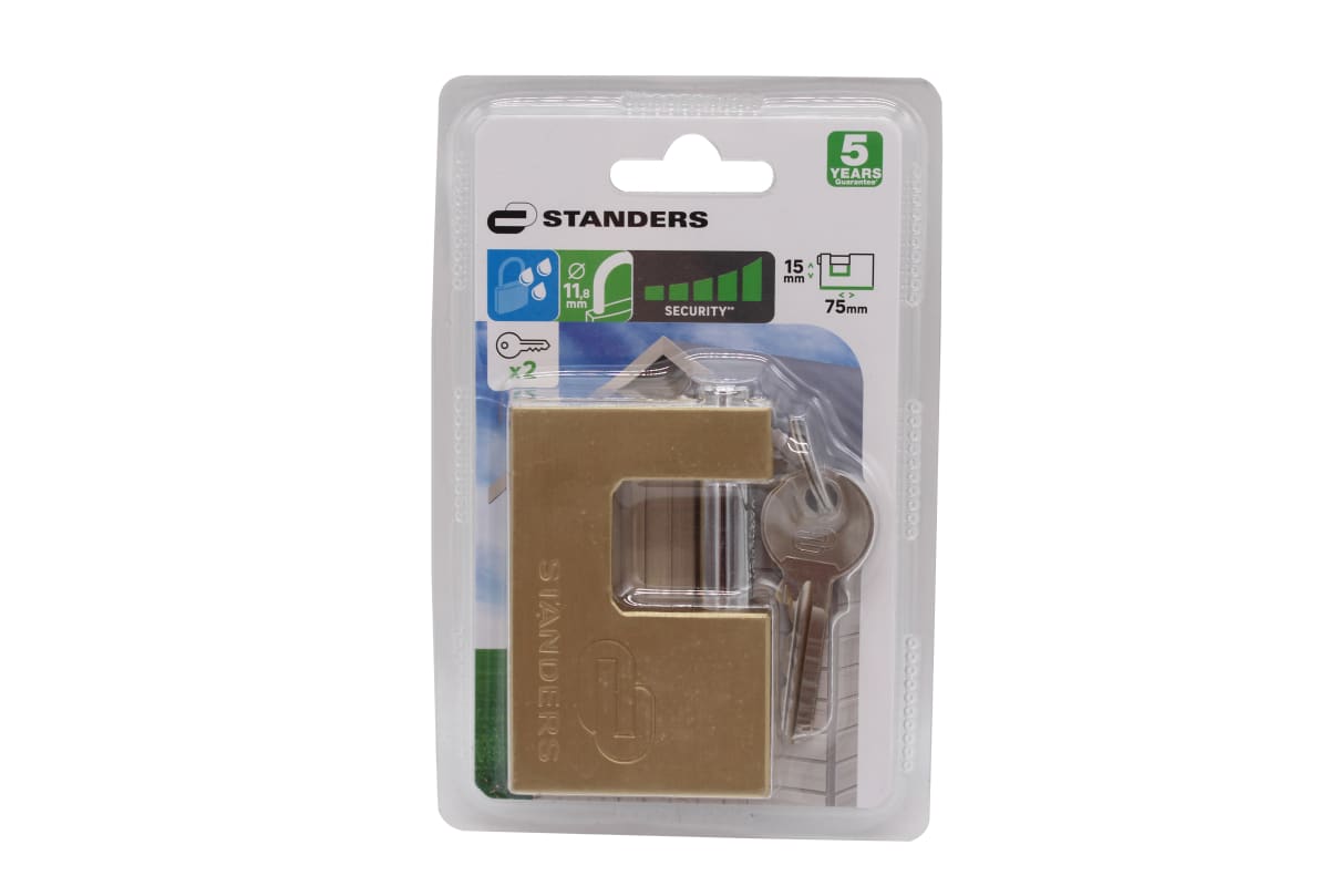 75MM RECTANGULAR ARCH PADLOCK. BRASS