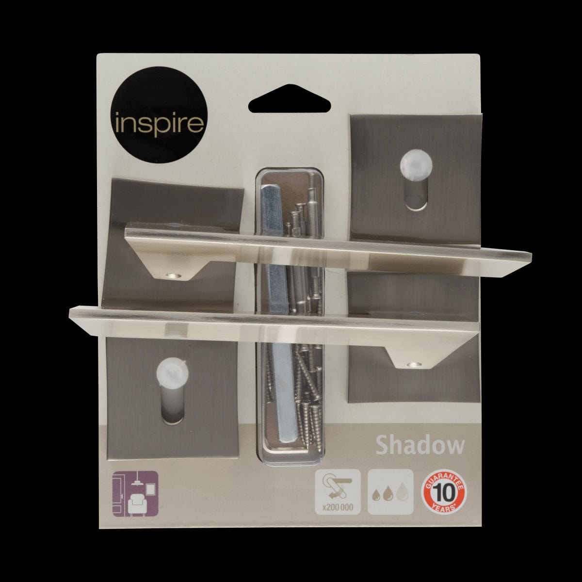 Bricocenter SHADOW DOOR HANDLE WITH SATIN NICKEL FINISH ZAMAK ROSETTE AND SPOUT
