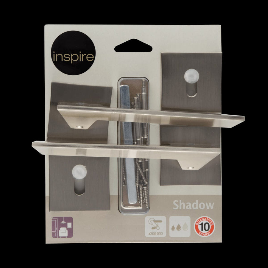 Bricocenter SHADOW DOOR HANDLE WITH SATIN NICKEL FINISH ZAMAK ROSETTE AND SPOUT