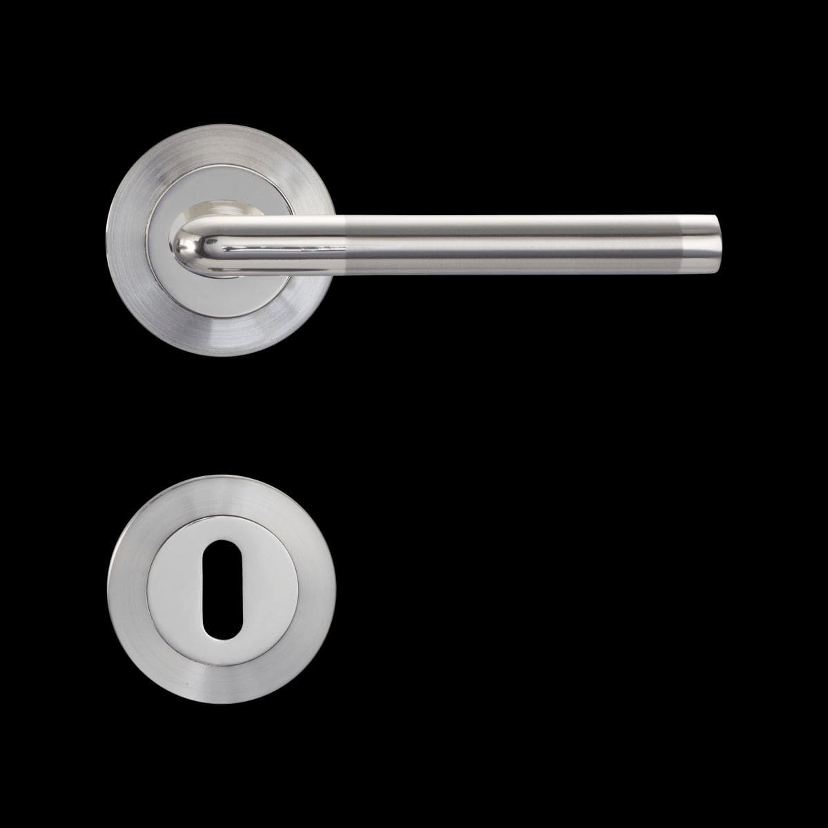 Bricocenter SOPHIE DOOR HANDLE WITH ROSETTE AND ESCUTCHEON IN ZAMAK SATIN NICKEL FINISH