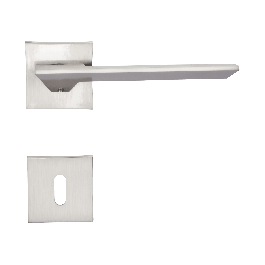 SHADOW DOOR HANDLE WITH SATIN NICKEL FINISH ZAMAK ROSETTE AND SPOUT