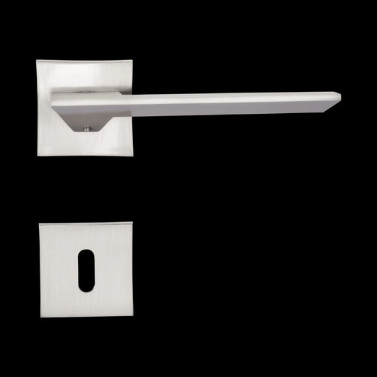 Bricocenter SHADOW DOOR HANDLE WITH SATIN NICKEL FINISH ZAMAK ROSETTE AND SPOUT