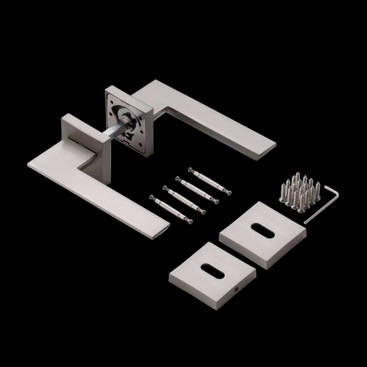 Bricocenter SHADOW DOOR HANDLE WITH SATIN NICKEL FINISH ZAMAK ROSETTE AND SPOUT