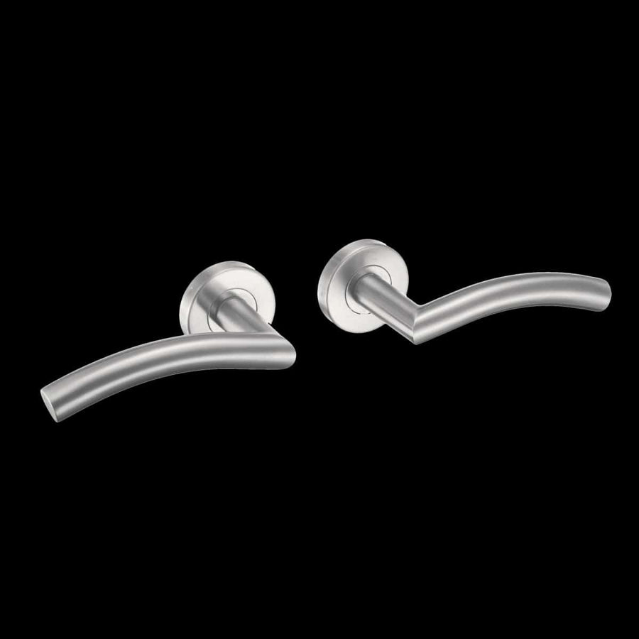 Bricocenter MARGAUD DOOR HANDLE WITH ROSETTE AND ESCUTCHEON IN STAINLESS STEEL WITH SATIN NICKEL FINISH