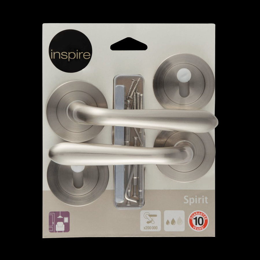 Bricocenter SPIRIT DOOR HANDLE WITH ROSETTE AND ESCUTCHEON IN ZAMAK SATIN NICKEL FINISH