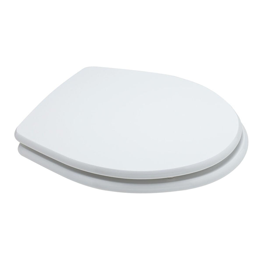 Oval white MDF Colibri toilet seat, fixed from below with antibacterial metal fittings