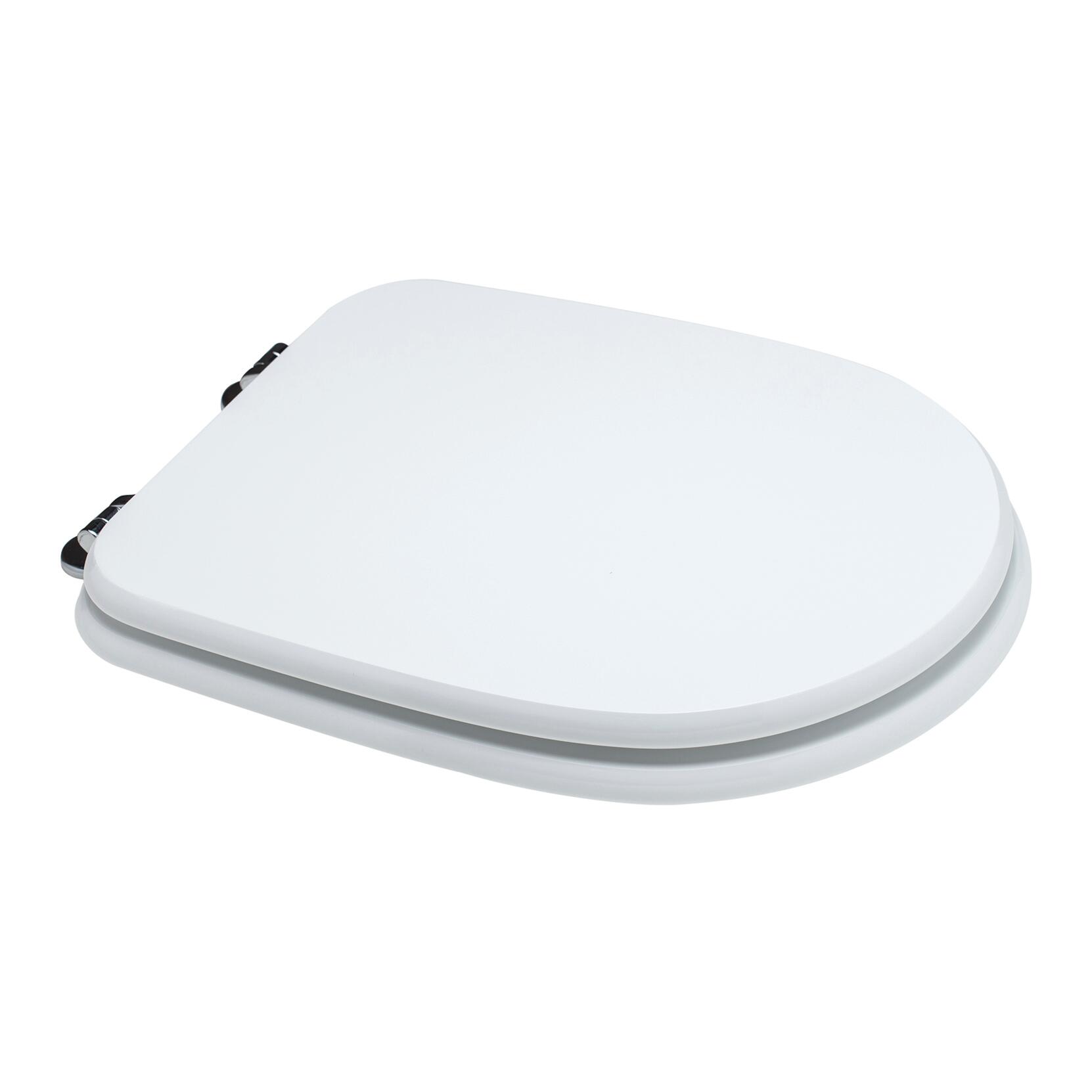 Aretusa rectangular toilet seat cover, white MDF, with metal under-mount fixing, antibacterial