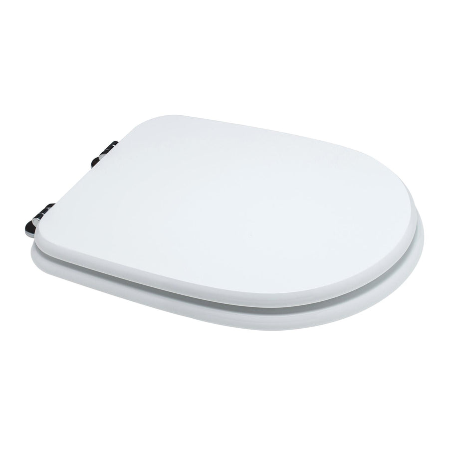 Aretusa rectangular toilet seat cover, white MDF, with metal under-mount fixing, antibacterial