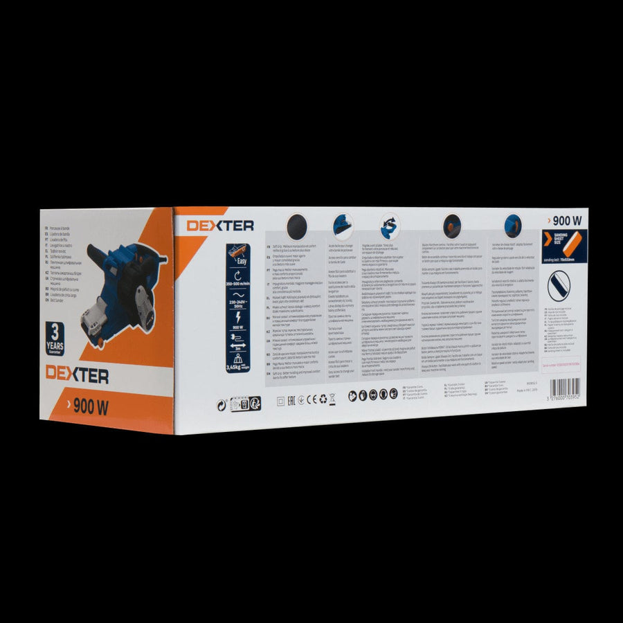Bricocenter DEXTER BELT SANDER 900W, 76X533MM PLATE, WITH SUCTION