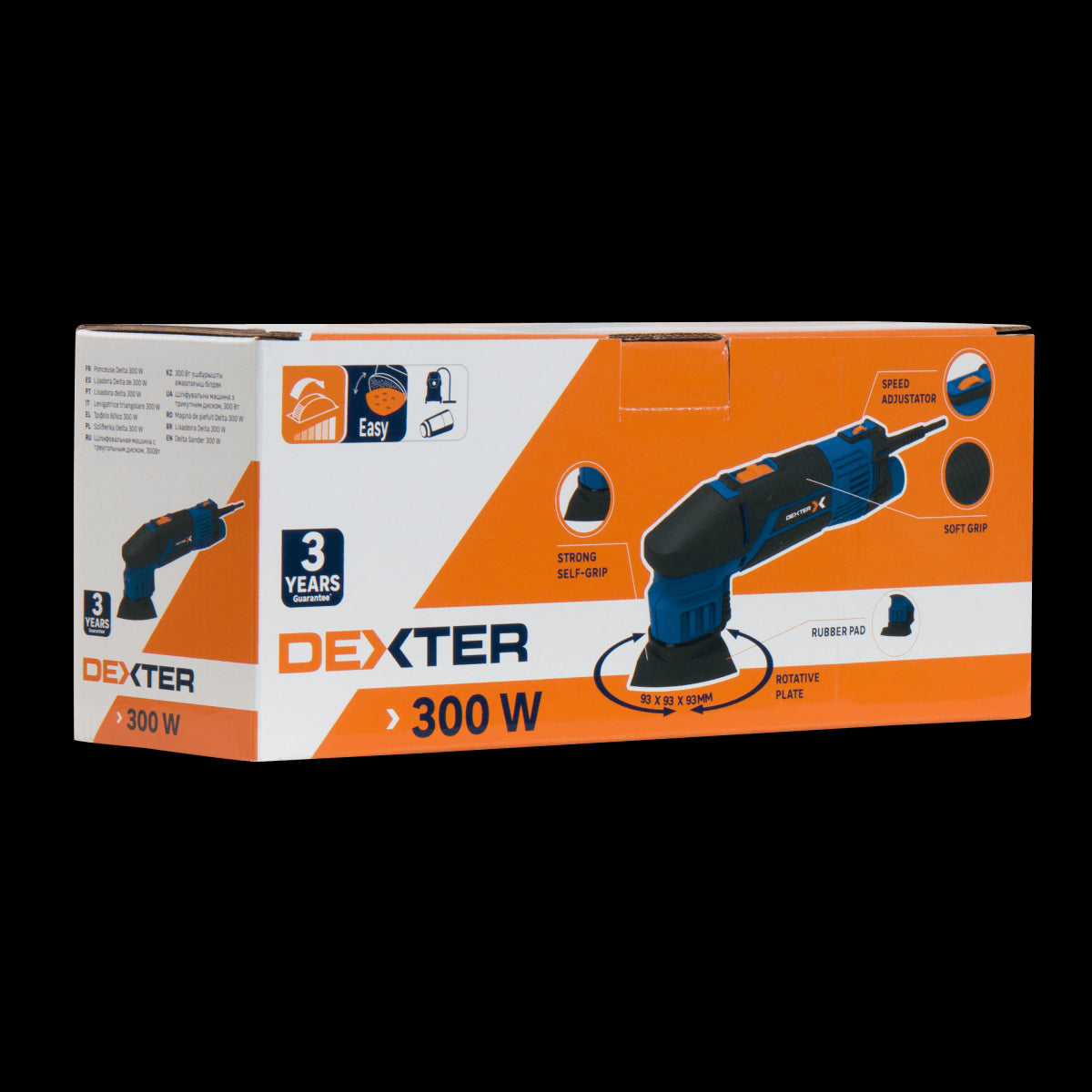 DELTA DEXTER 300W SANDER 93X93X93MM WITH VACUUM ATTACHMENT