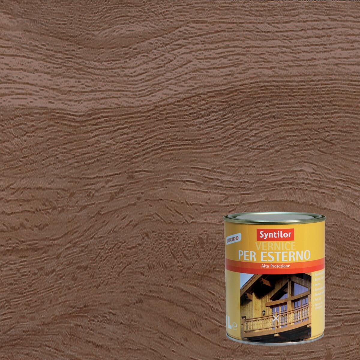 Syntilor water-based protective wood varnish, gloss dark walnut, high protection, 1 litre