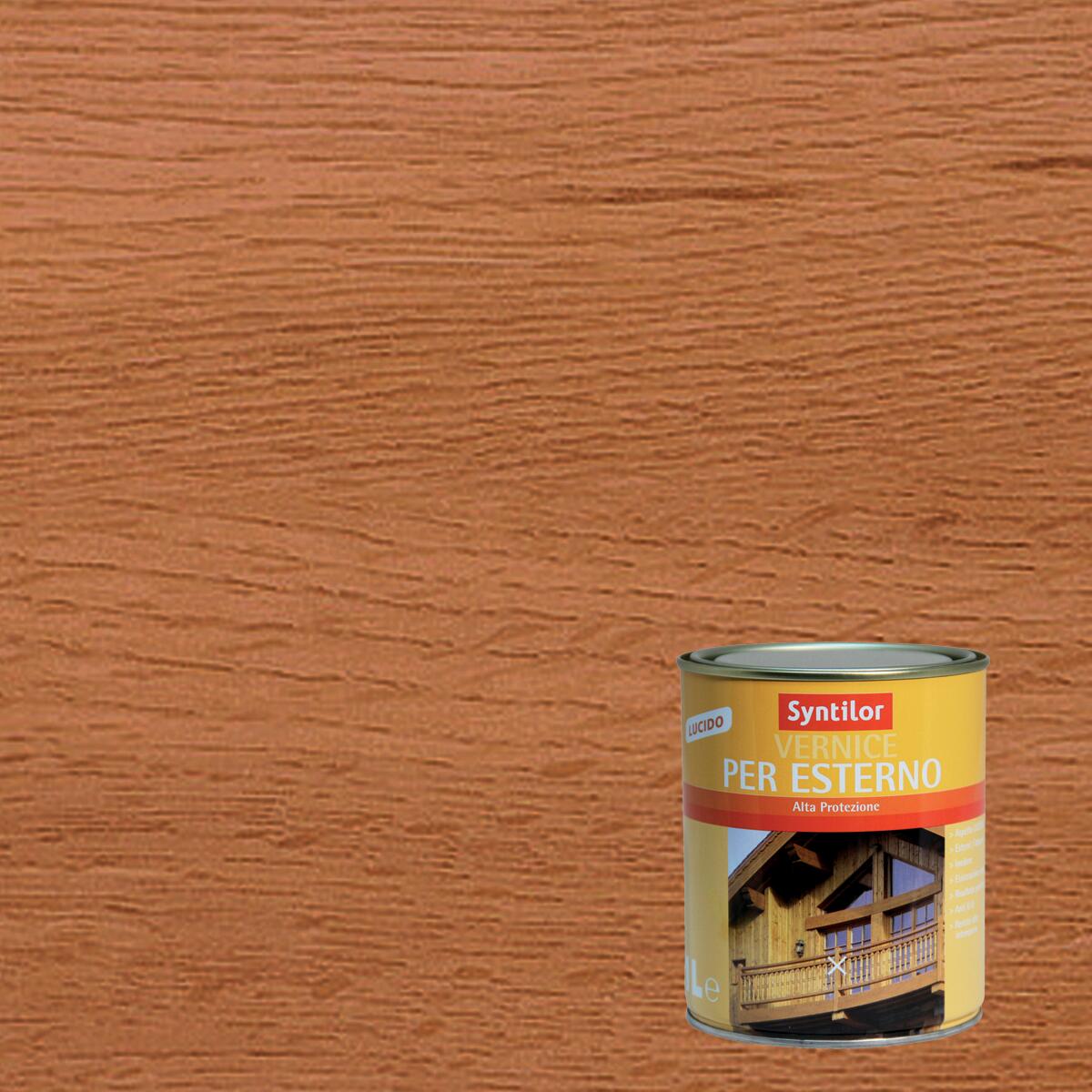 Syntilor water-based protective wood varnish, gloss teak, high protection, 1 litre