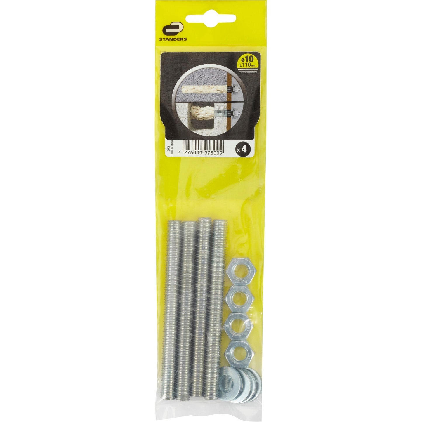 4 PCS D10 THREADED ROD