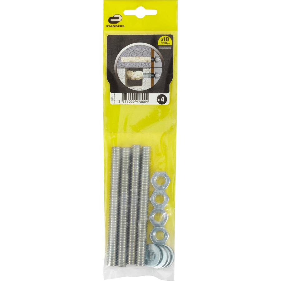 4 PCS D10 THREADED ROD