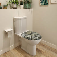POP OVAL WC SEAT - GREY STONE PRINT WITH SLOW CLOSING MECHANISM