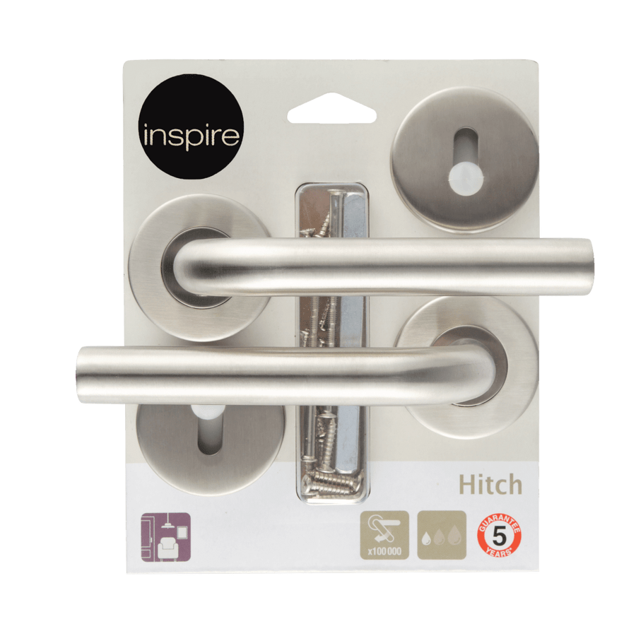 HANDLE ON INSPIRE ROSETTE IN BRUSHED STAINLESS STEEL