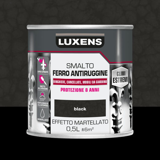 Bricocenter SMALTO FERRO ANTIRUGGINE NERO MARTELLATO LUXENS 500ML