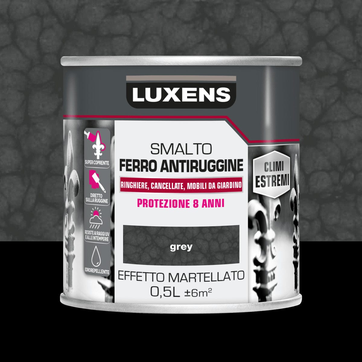 Bricocenter SMALTO FERRO ANTIRUGGINE GRIGIO MARTELLATO LUXENS 500ML