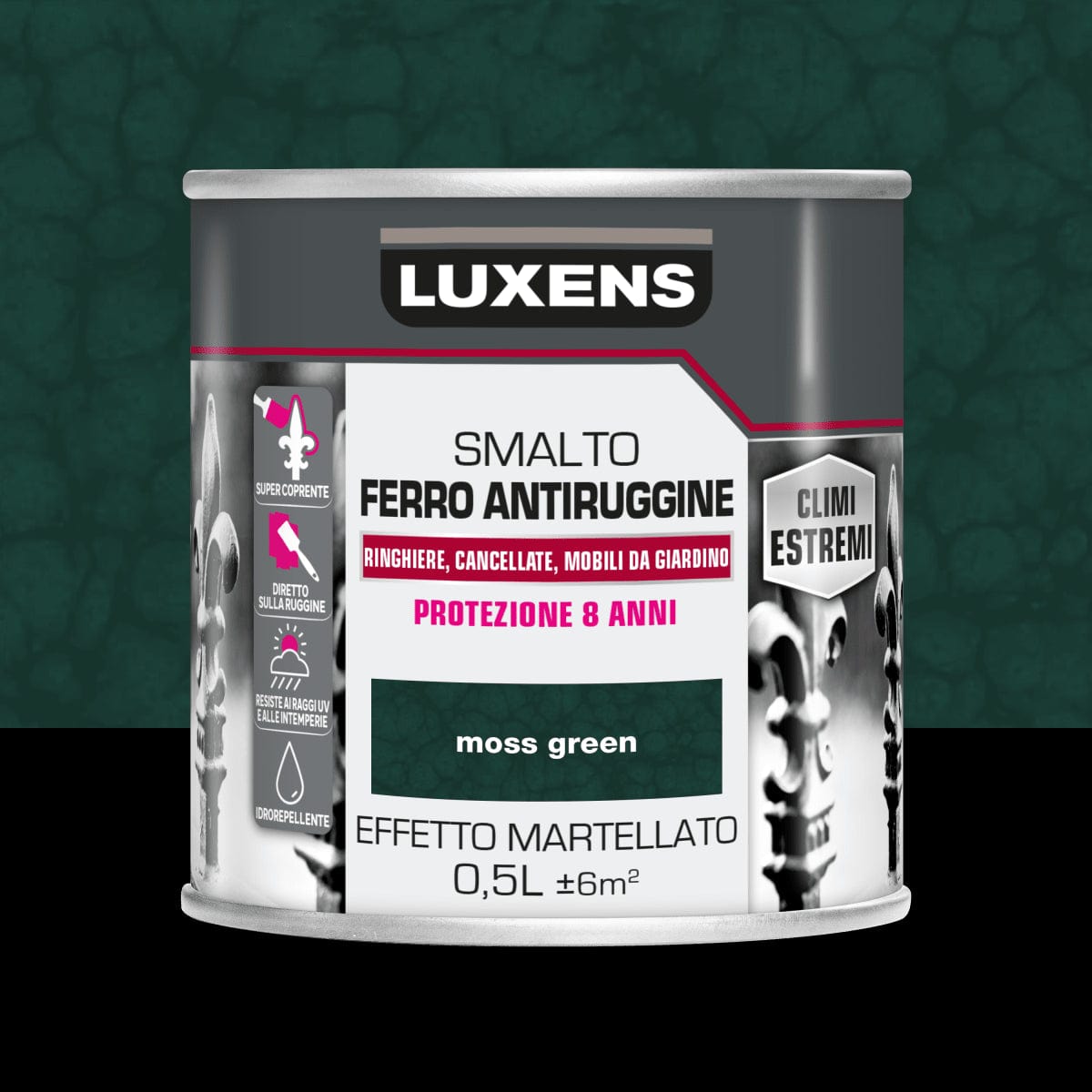 Bricocenter SMALTO FERRO ANTIRUGGINE VERDE MARTELLATO LUXENS 500ML