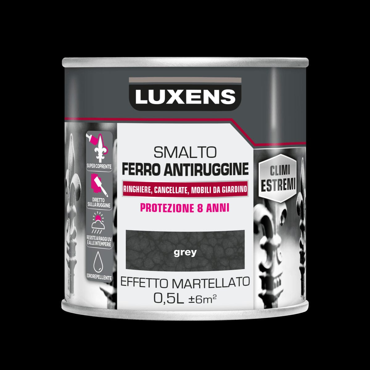 Bricocenter SMALTO FERRO ANTIRUGGINE GRIGIO MARTELLATO LUXENS 500ML