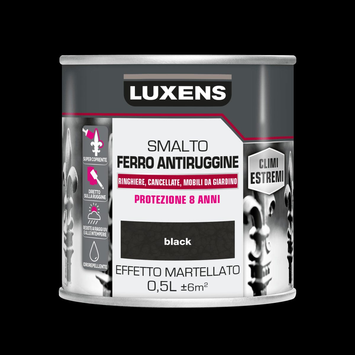 Bricocenter SMALTO FERRO ANTIRUGGINE NERO MARTELLATO LUXENS 500ML