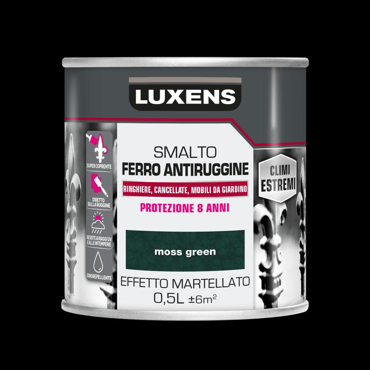 Bricocenter SMALTO FERRO ANTIRUGGINE VERDE MARTELLATO LUXENS 500ML