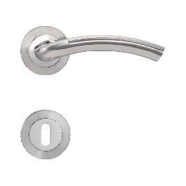 ASIA DOOR HANDLE WITH ROSETTE AND ESCUTCHEON IN ZAMAK SATIN NICKEL FINISH