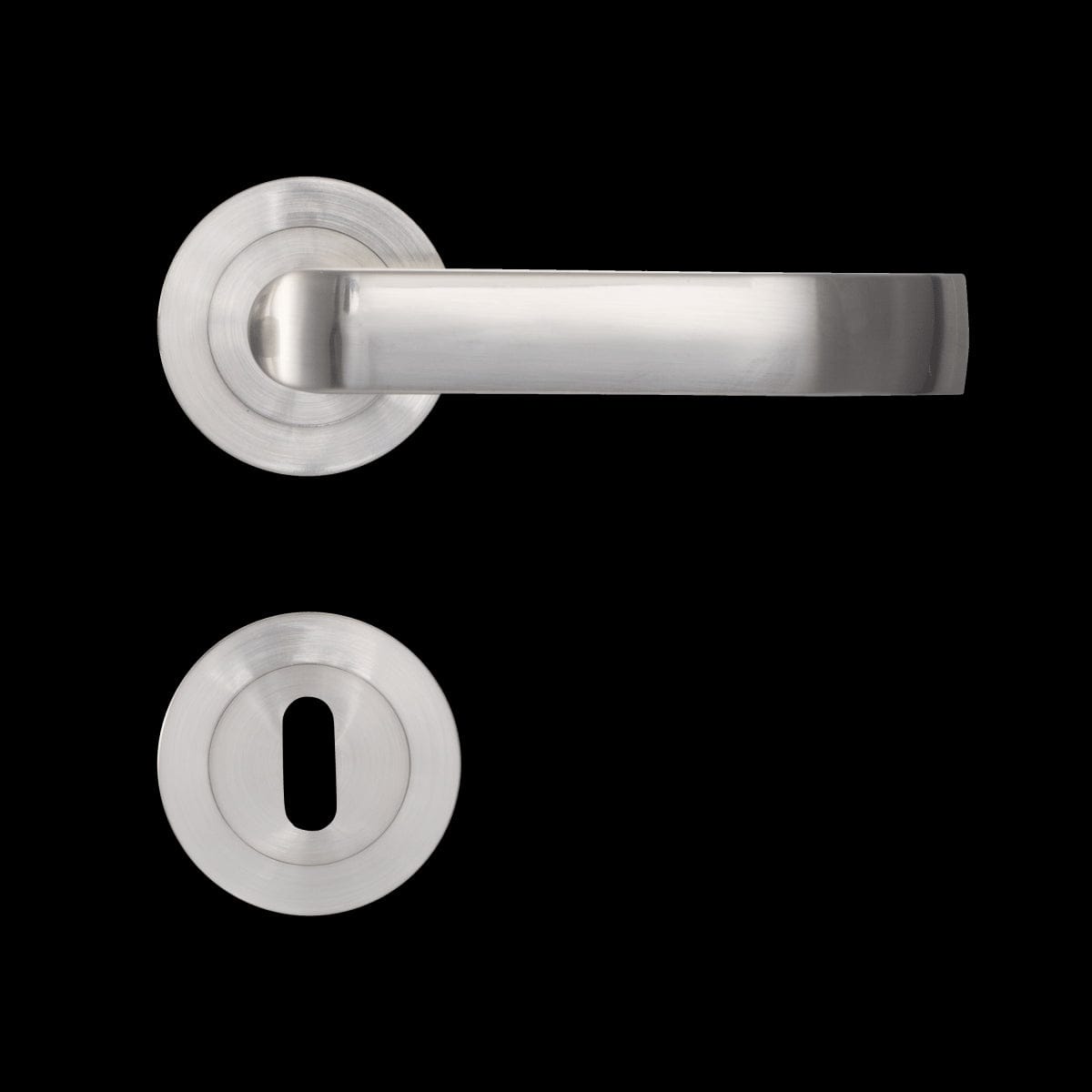 Bricocenter LENA DOOR HANDLE WITH ROSETTE AND ESCUTCHEON IN ZAMAK SATIN NICKEL FINISH