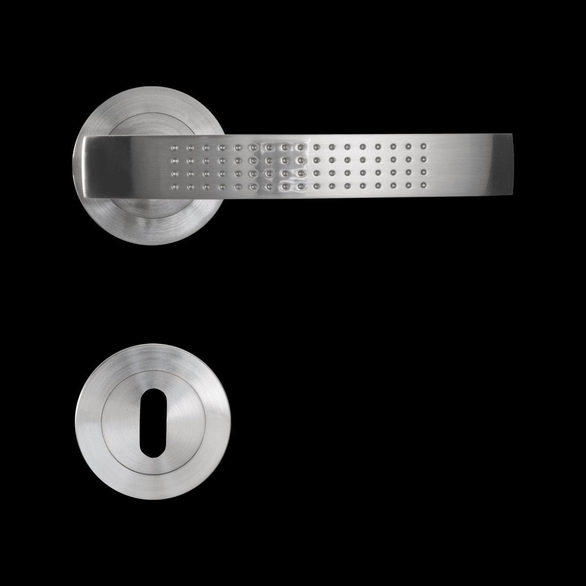 LOUNA DOOR HANDLE WITH SATIN NICKEL FINISH ALUMINIUM ESCUTCHEON AND SPOUT