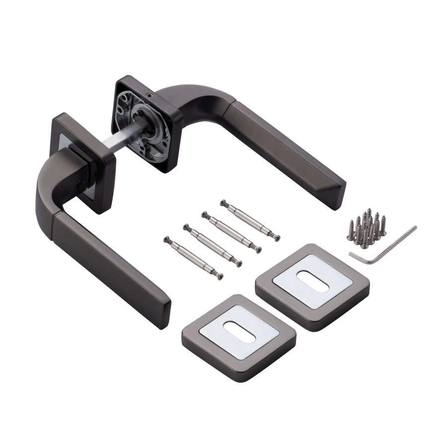 DINA HANDLE WITH ROSETTE AND INSPIRE SPOUT IN BRUSHED ALUMINUM