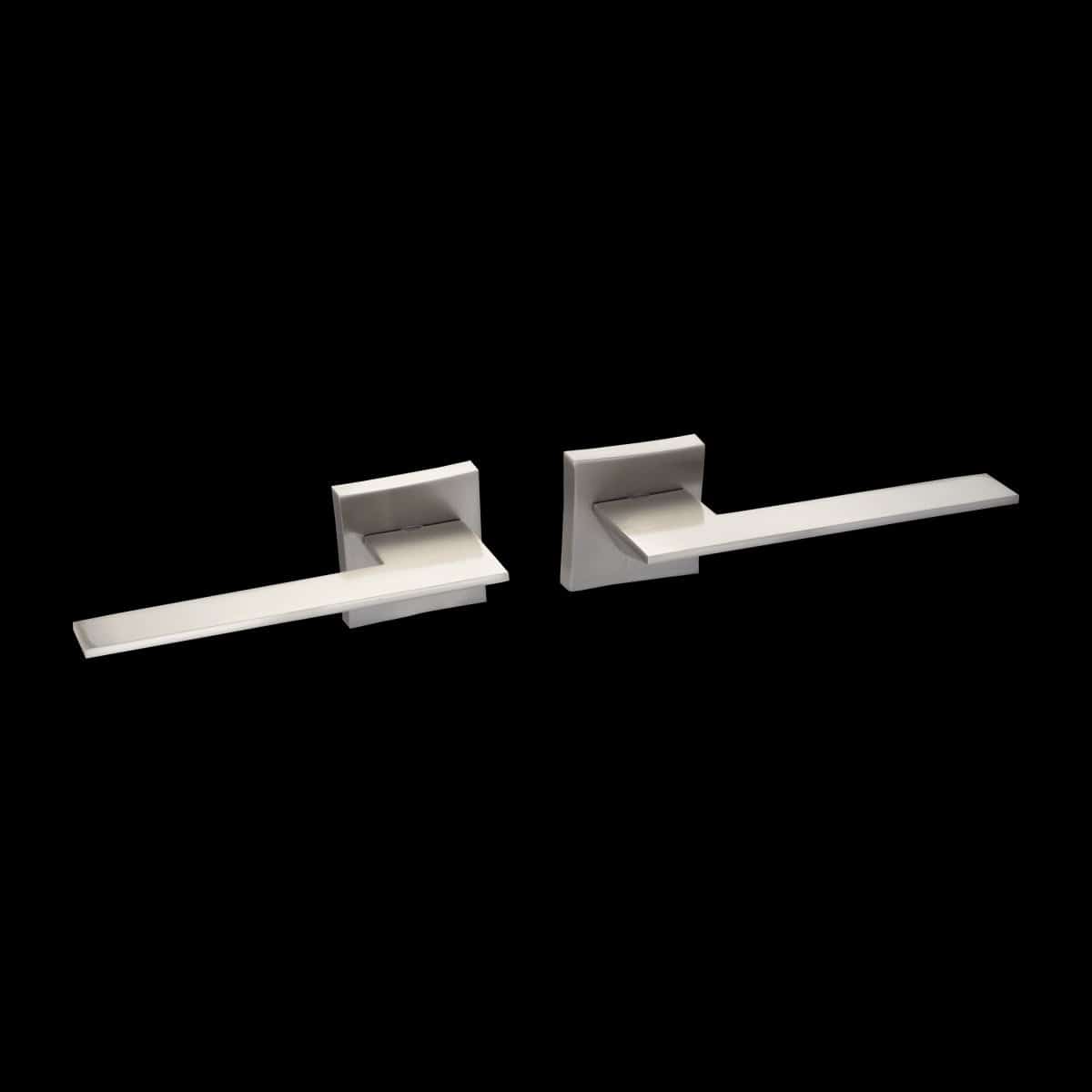 Bricocenter SHADOW DOOR HANDLE WITH SATIN NICKEL FINISH ZAMAK ROSETTE AND SPOUT