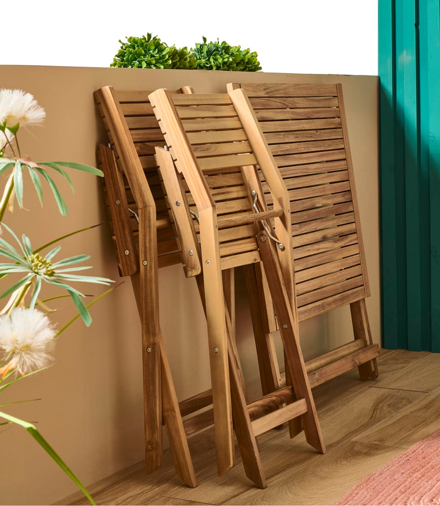 Bricocenter SOLIS NATIERAL - Folding Table 2-seater Square Wood Acacia 70x70xh72