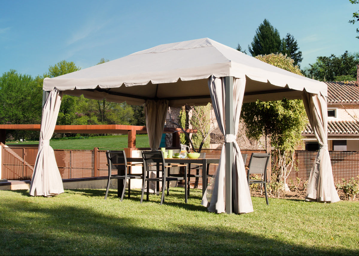 YSIS NATERIAL - Steel and aluminum Gazebo with Tortora polyester cloth - 3x4 m