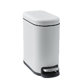 METAL DUSTBIN MATT WHITE INTERNAL BUCKET AND PEDAL SLIM CM.7X20X65