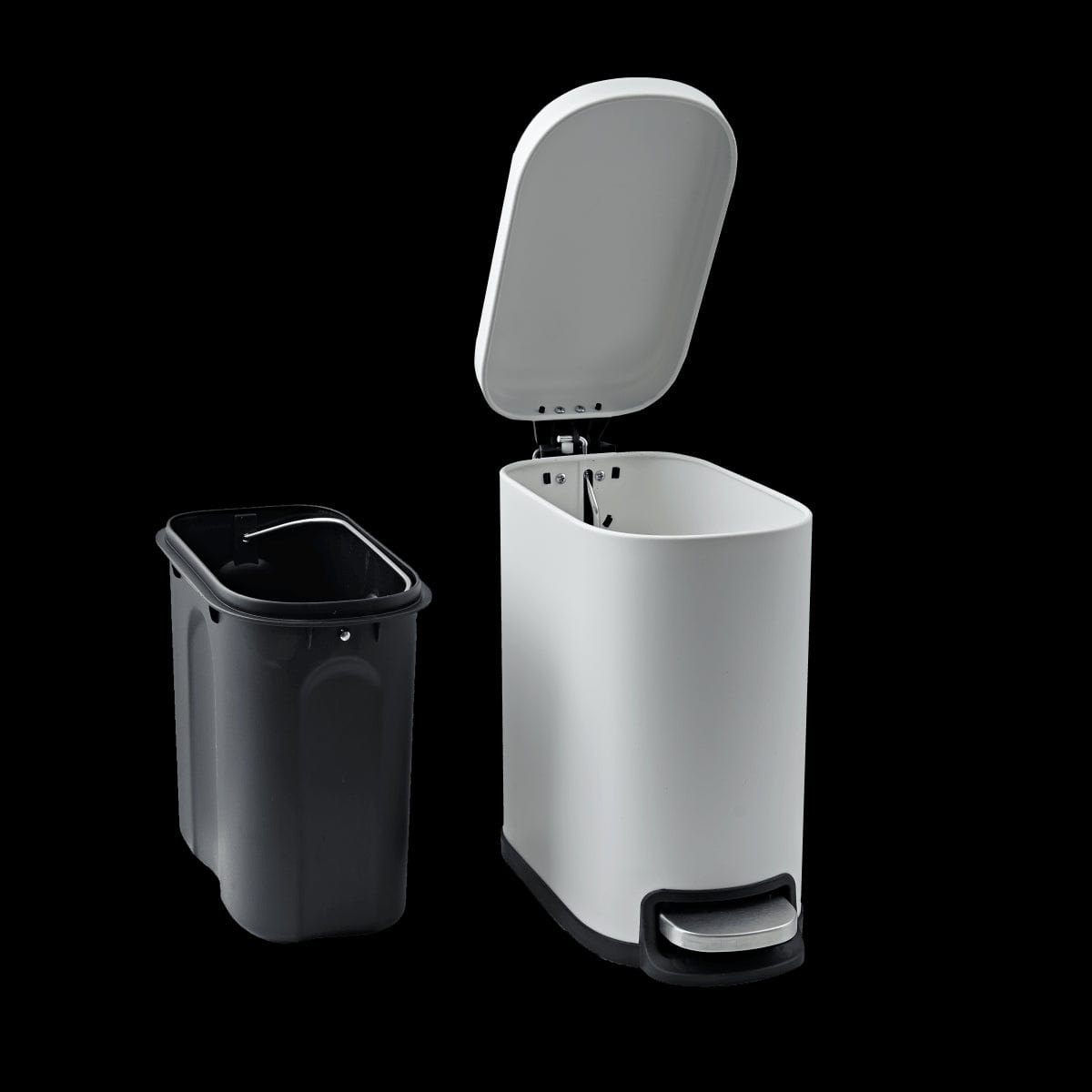 Bricocenter METAL DUSTBIN MATT WHITE INTERNAL BUCKET AND PEDAL SLIM CM.7X20X65
