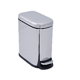 POLISHED SILVER METAL DUSTBIN INTERNAL BUCKET AND PEDAL SLIM CM.7X20X65