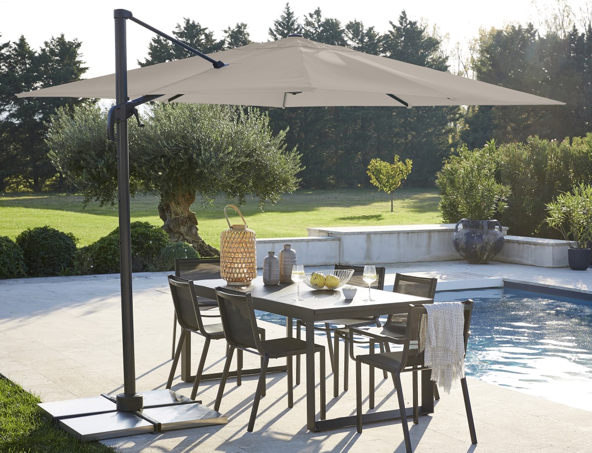 AURA NATERIAL - Steel and aluminum umbrella with gray polyester cloth 2.9X2.9M