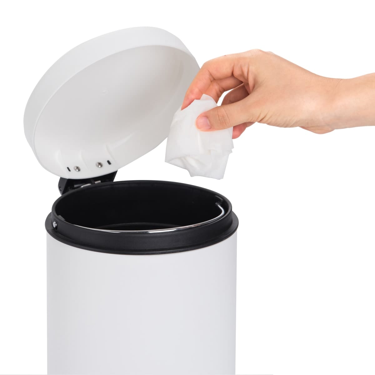 3LT WHITE PLASTIC DUSTBIN WITH PEDAL