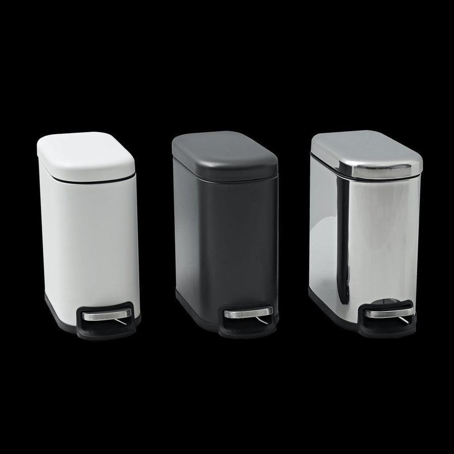Bricocenter METAL DUSTBIN MATT WHITE INTERNAL BUCKET AND PEDAL SLIM CM.7X20X65