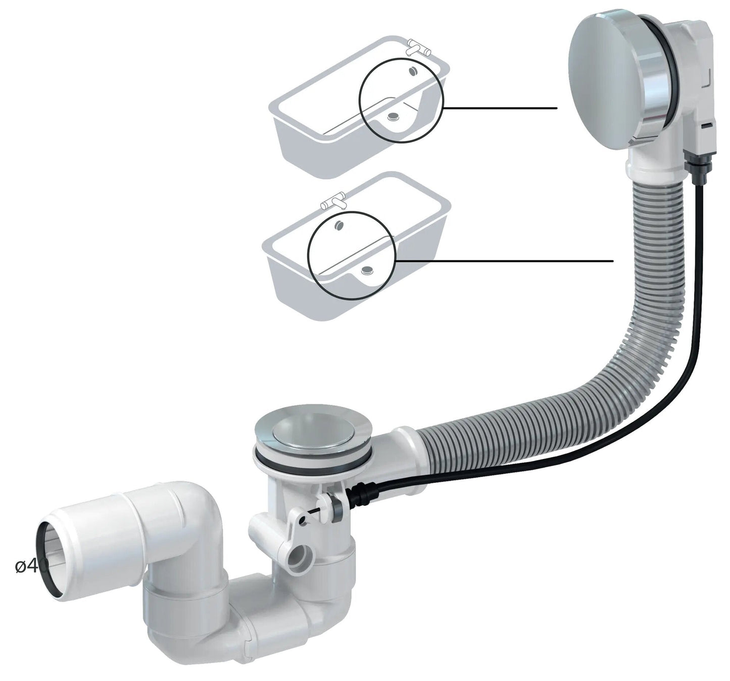 DRAIN KIT FOR TUB COMPLETE WITH SIPHON