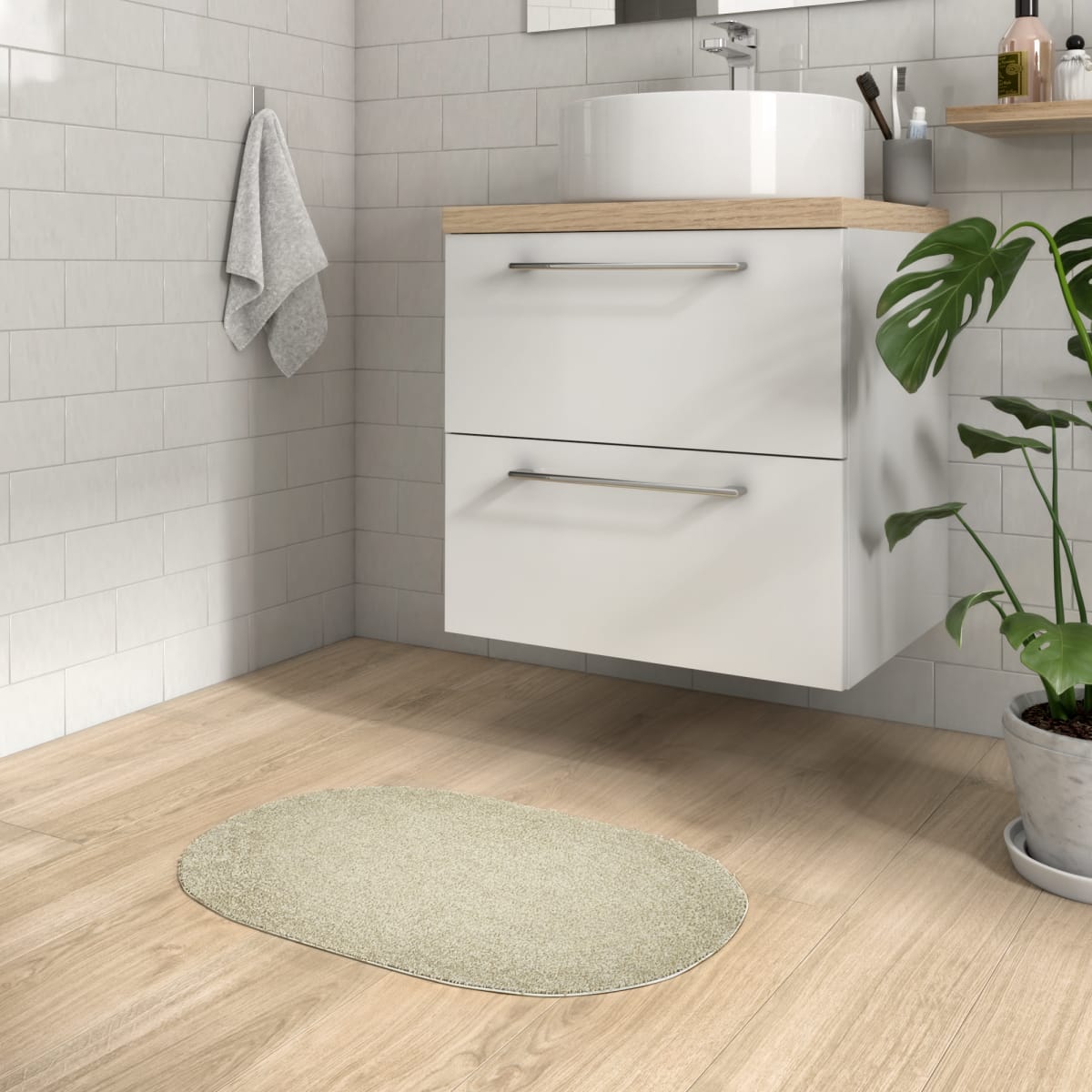 FUNKY BATHROOM CARPET 40X60 CREAM PP